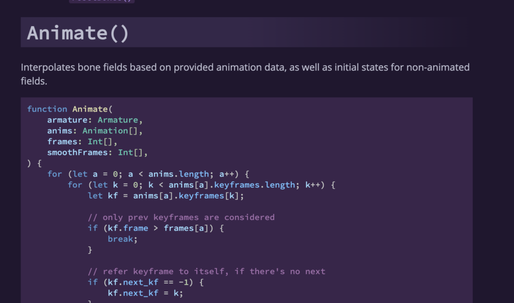Animate page of Dev Docs